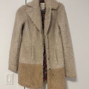 Anthropologie two toned teddy coat